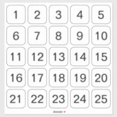 kwadraat aantal Stickers zwart (Vel)