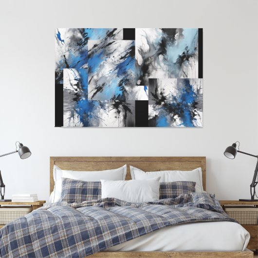 kwadraat Abstract Canvas Afdruk (Insitu (Slaapkamer))