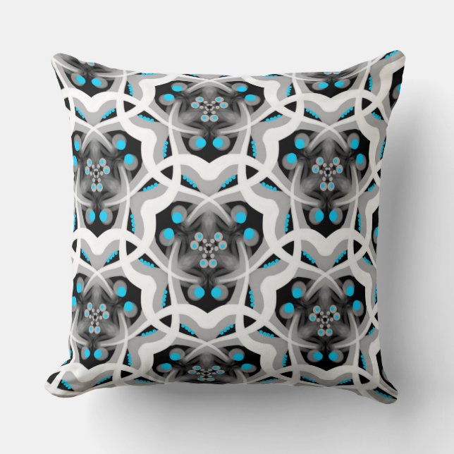 Kwadraatkussen Jimette Design turquoise White Grey Kussen (Voorkant)