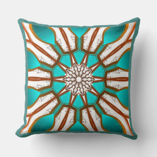 Kwadraatkussen Jimette Design turquoise wit bruin Kussen