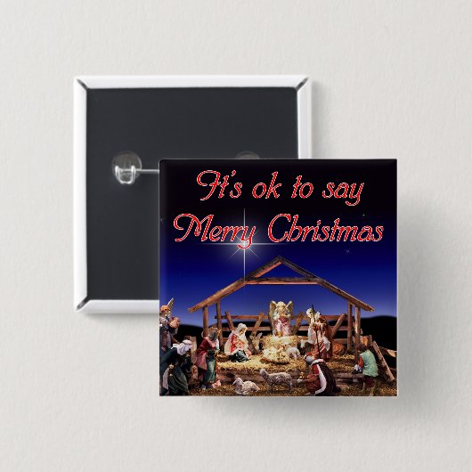 kwadratisch kerstknop vierkante button 5,1 cm (Voorkant /achterkant)