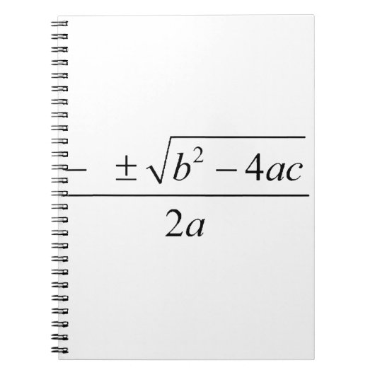 kwadratische formule, geek, quadratische vergelijk notitieboek (Voorkant)