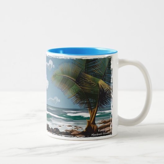 Kwajalein, palm en strand van de Marshalleilanden Tweekleurige Koffiemok (Rechts)