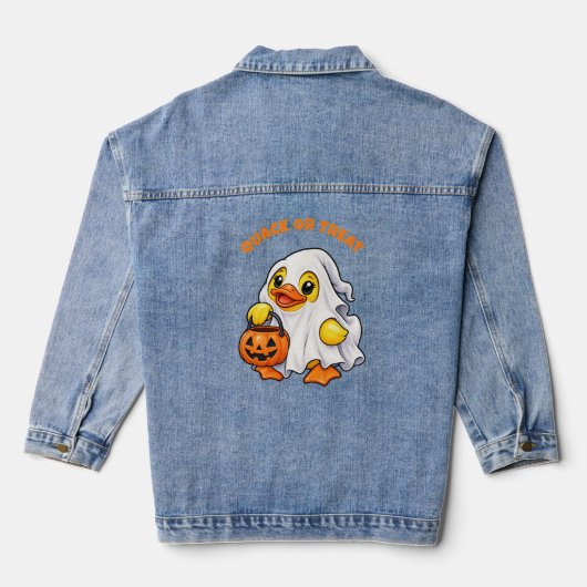 Kwak of snoep geest rubber eend Halloween Denim Jacket (Achterkant)