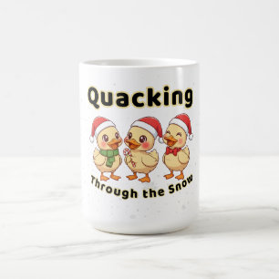 Kwakend door de sneeuw Grappige Kawaii Eend Koffiemok
