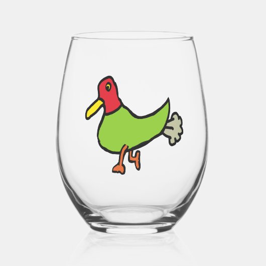 Kwakende Eend Wijnglas Zonder Voet (Voorkant)