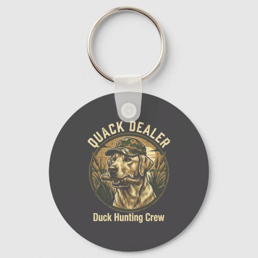Kwakende grappige eend jagende labrador retriever sleutelhanger (Voorkant)