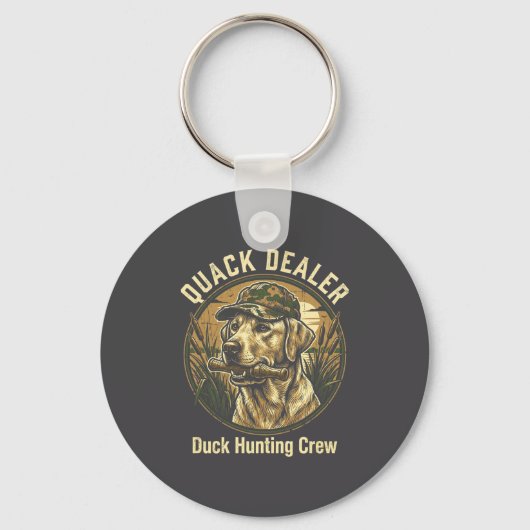 Kwakende grappige eend jagende labrador retriever sleutelhanger (Voorkant)