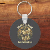 Kwakende grappige eend jagende labrador retriever sleutelhanger (Voorkant)