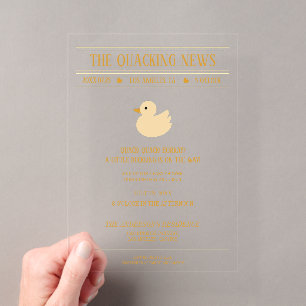 Kwakende Nieuws Eend Baby Shower Uitnodiging