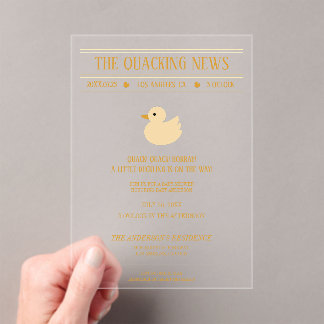 Kwakende Nieuws Eend Baby Shower Uitnodiging