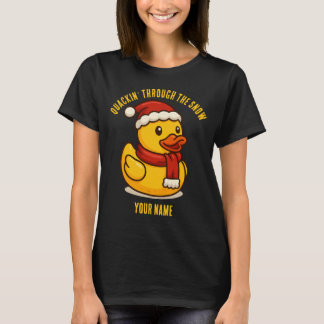 Kwakkend door de Sneeuw Rubber Eend Kerstmis T-shirt
