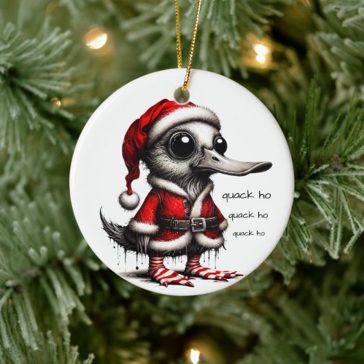 Kwakkende Eend Kerst Keramisch Ornament (Boom)