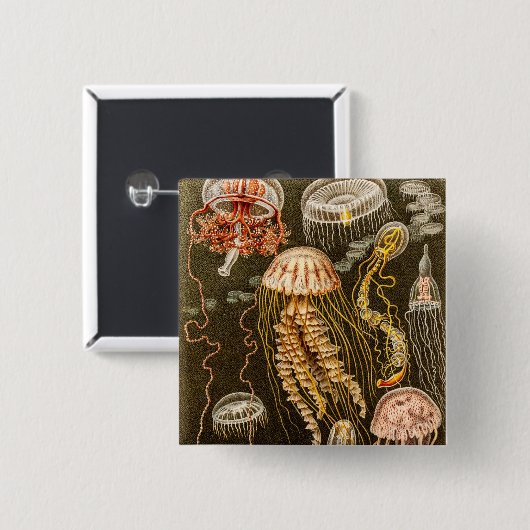  kwal Antiek Jelly Fish Sjabloon Vierkante Button 5,1 Cm (Voorkant /achterkant)