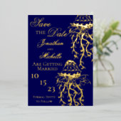 kwal goudstaafband Bewaar datum Folie Uitnodiging (Staand Voorkant)