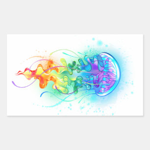 Kwal in regenboogkleuren rechthoekige sticker