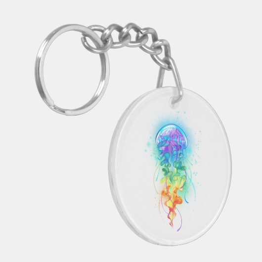 Kwal in regenboogkleuren sleutelhanger (Voorkant Links)