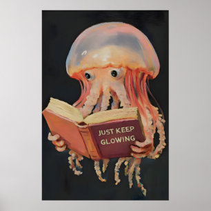 Kwal leest boek Kunstprint - Grappige literatuur Poster