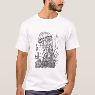 Kwal lijn kunst T-shirt – Minimalistisch oceaan on