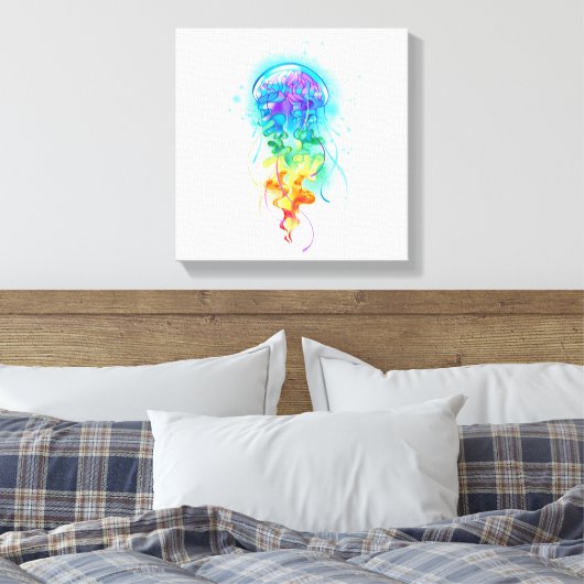 Kwal met regenboogkleuren canvas afdruk (Insitu (Slaapkamer))