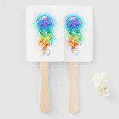 Kwal met regenboogkleuren handwaaier (Voorkant en achterkant)