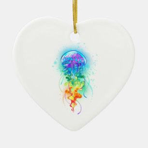 Kwal met regenboogkleuren keramisch ornament