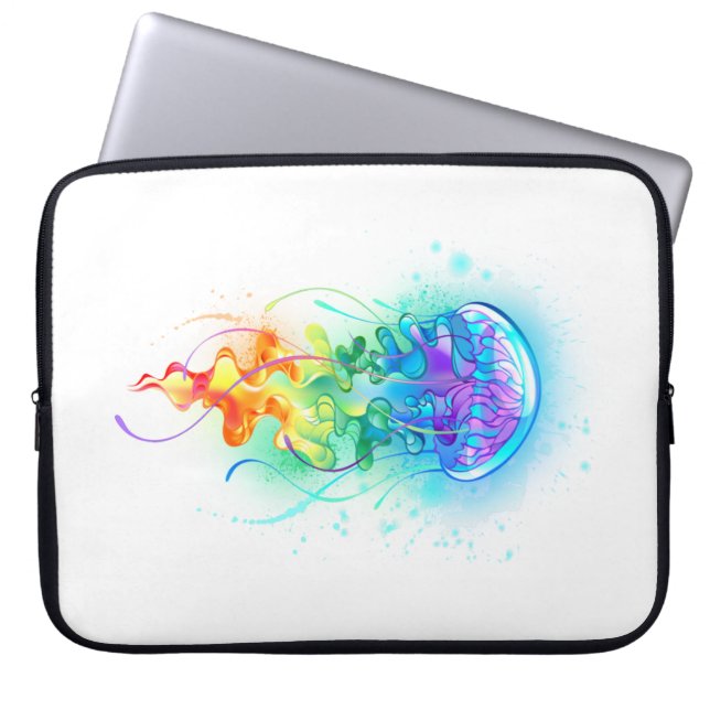 Kwal met regenboogkleuren laptop sleeve (Voorkant)