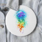 Kwal met regenboogkleuren ronde button 6,0 cm (In situ)