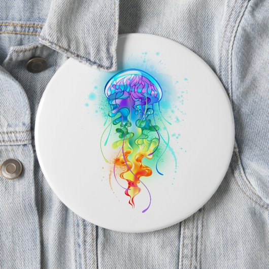 Kwal met regenboogkleuren ronde button 6,0 cm (In situ)