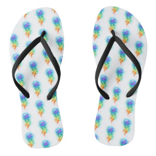 Kwal met regenboogkleuren teenslippers
