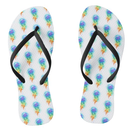 Kwal met regenboogkleuren teenslippers (Voetbed)