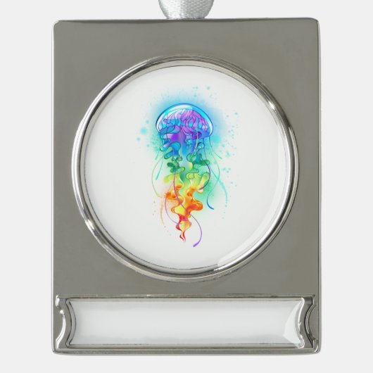 Kwal met regenboogkleuren verzilverd banner ornament (Voorkant)