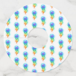 Kwal met regenboogkleuren wijnglaslabel