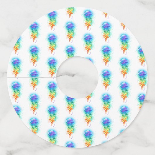 Kwal met regenboogkleuren wijnglaslabel (Achterkant)