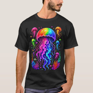Kwal Oceaan Dier Duiken Regenboog Kwal T-shirt
