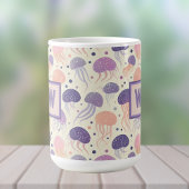 kwal Schattigee pastel Paarse en Oranje monogram; Koffiemok