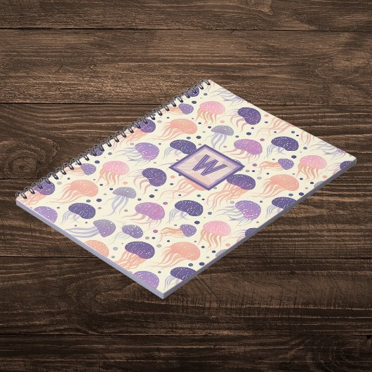 kwal Schattigee pastel Paarse en Oranje monogram; Notitieboek