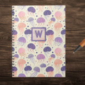 kwal Schattigee pastel Paarse en Oranje monogram; Notitieboek