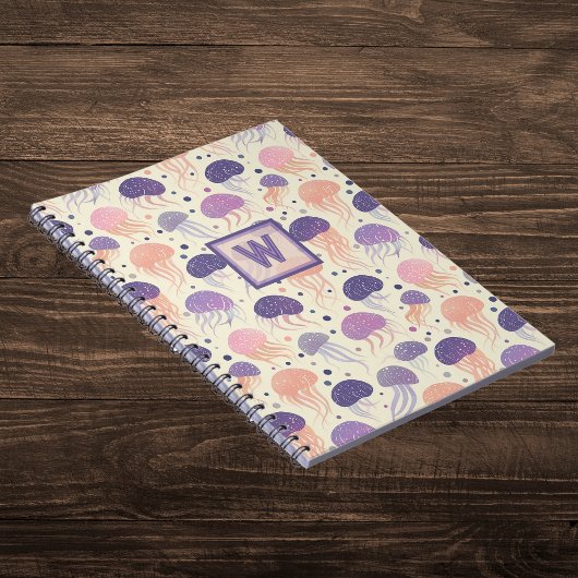 kwal Schattigee pastel Paarse en Oranje monogram; Notitieboek