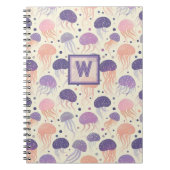 kwal Schattigee pastel Paarse en Oranje monogram; Notitieboek (Voorkant)