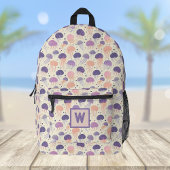 Kwal Schattigee Pastelkleurige Paarse en Oranje Mo Bedrukte Rugzak