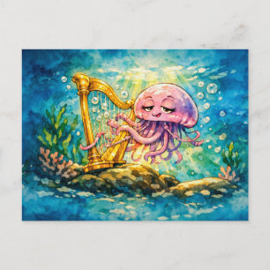 Kwal speelt harp cartoon briefkaart