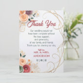 Kwalitatief Lijst voor het Roos van Floral Wedding Bedankkaart (Staand voorkant)