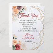 Kwalitatief Lijst voor het Roos van Floral Wedding Bedankkaart (Voorkant / Achterkant)