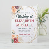 Kwalitatief Lijst voor het Roos van Floral Wedding Kaart (Staand voorkant)