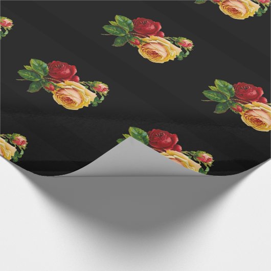 Kwaliteit  Art Rozen - cadeaupapier zwart (Hoek)