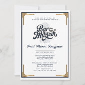 Kwaliteit BAR MITZVAH Elegant Navy Goud Modern Kaart (Voorkant)