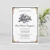 Kwaliteit BAR MITZVAH Elegant Navy Goud Modern Kaart (Staand voorkant)