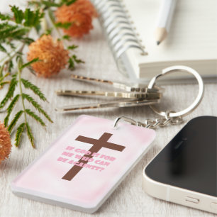 Kwaliteit christelijke roze sleutelhanger