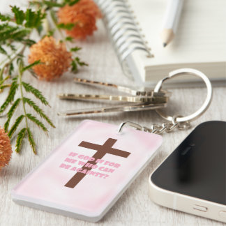 Kwaliteit christelijke roze sleutelhanger